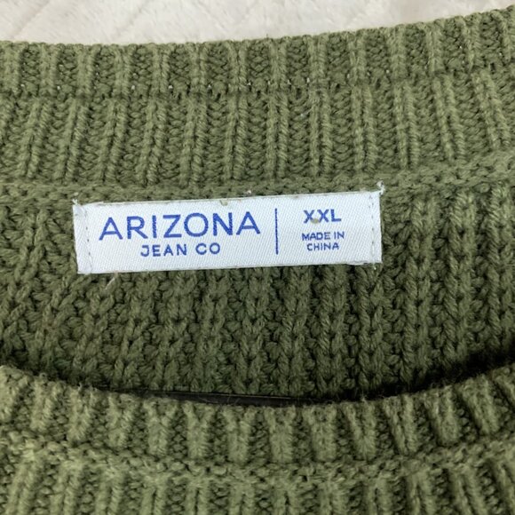 Arizona Womens XXL Oversized Sweater Army Green Cropped Loose Knit Baggy - Picture 5 of 16